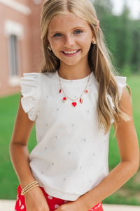 Girls: Through The Days White Bulldog Pima Cotton Top