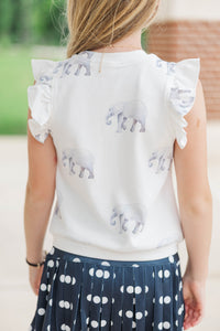 Girls: Through The Days White Elephant Pima Cotton Top