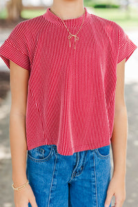 Girls: The Dina Red Ribbed Top