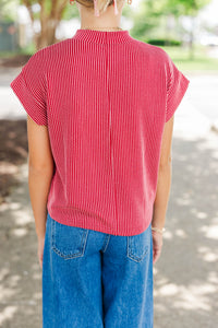 Girls: The Dina Red Ribbed Top