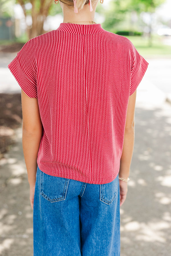 Girls: The Dina Red Ribbed Top