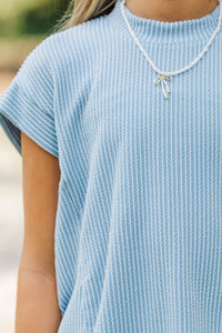 Girls: The Dina Dusty Blue Ribbed Top