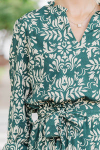 Quiet Season Green Floral Midi Dress