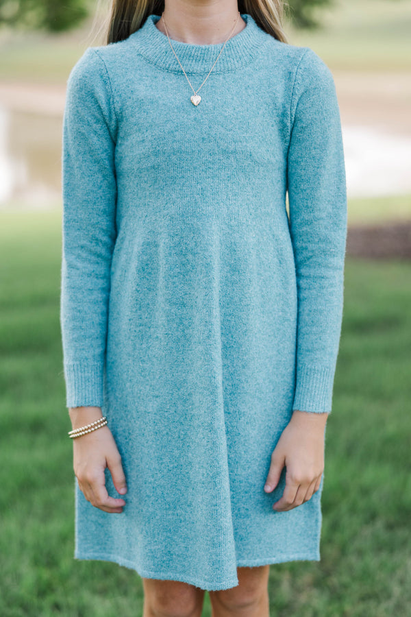 Girls: Make It Count Teal Sweater Dress