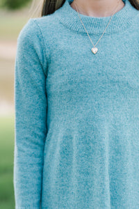 Girls: Make It Count Teal Sweater Dress