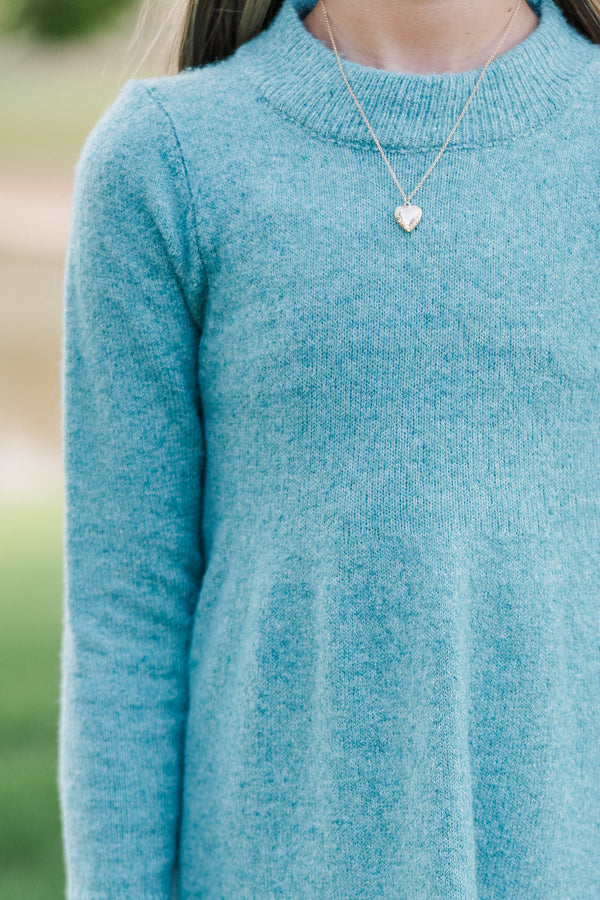 Girls: Make It Count Teal Sweater Dress