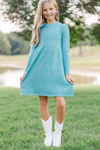 Girls: Make It Count Teal Sweater Dress