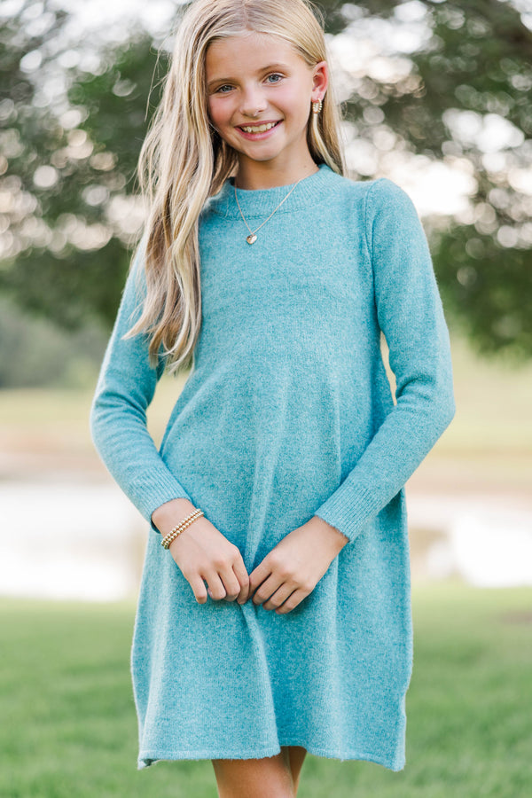Girls: Make It Count Teal Sweater Dress