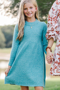 Girls: Make It Count Teal Sweater Dress