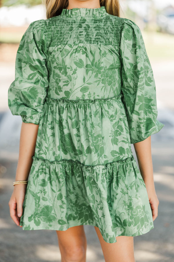 Girls: The Mariana Olive Chintz Babydoll Dress