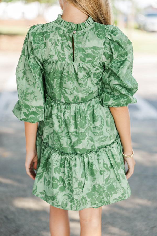 Girls: The Mariana Olive Chintz Babydoll Dress