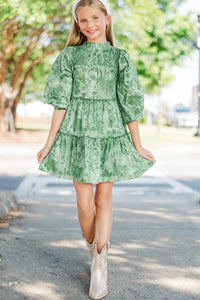 Girls: The Mariana Olive Chintz Babydoll Dress