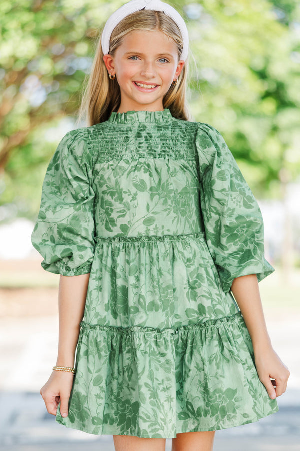 Girls: The Mariana Olive Chintz Babydoll Dress