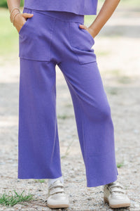 Girls: Play All Day Purple Pocket Knit Pants
