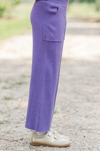 Girls: Play All Day Purple Pocket Knit Pants