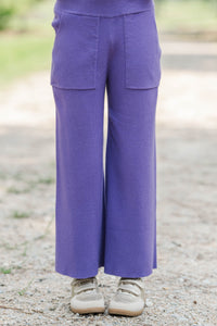 Girls: Play All Day Purple Pocket Knit Pants