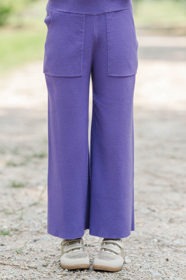 Girls: Play All Day Purple Pocket Knit Pants