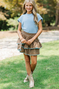 Girls: The Dina Dusty Blue Ribbed Top