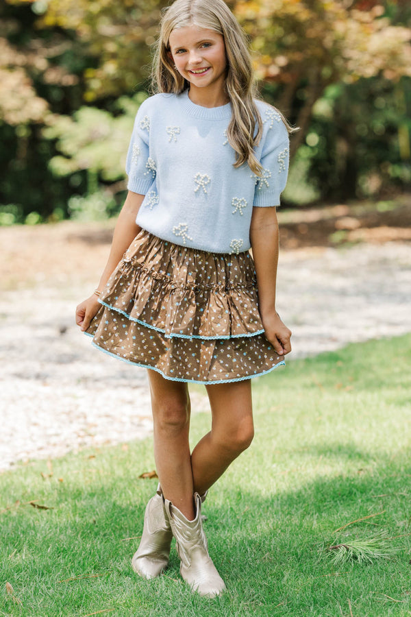 Girls: Perfectly Adorned Light Blue Embellished Sweater