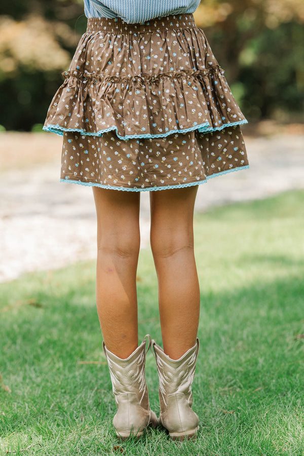 Girls: The Kayce Brown Ditsy Floral Skort