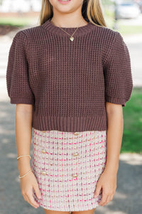 Girls: Best Of You Brown Short Sleeve Sweater