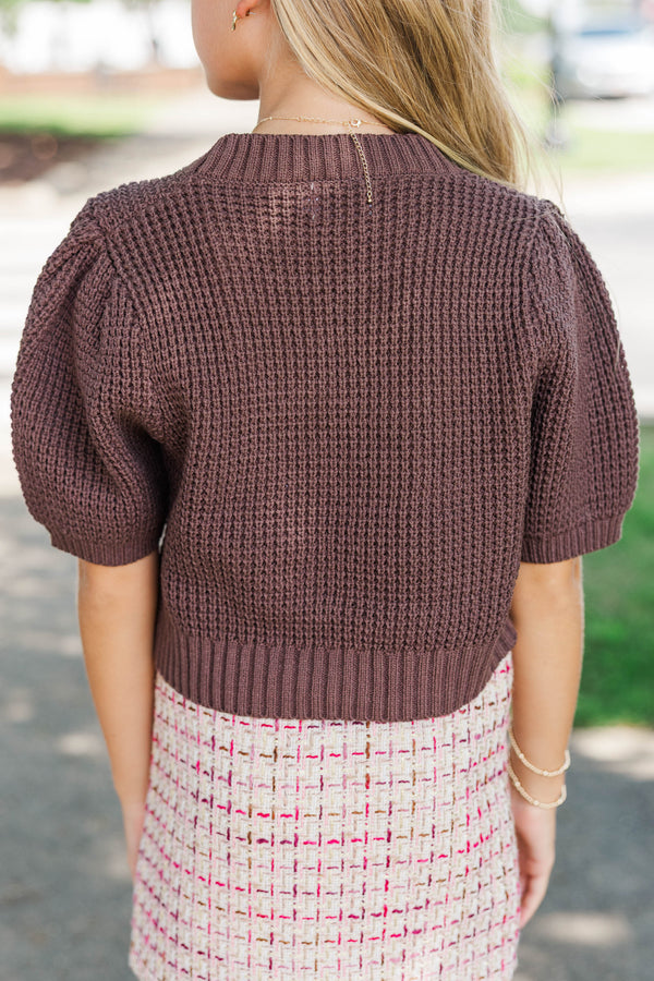 Girls: Best Of You Brown Short Sleeve Sweater
