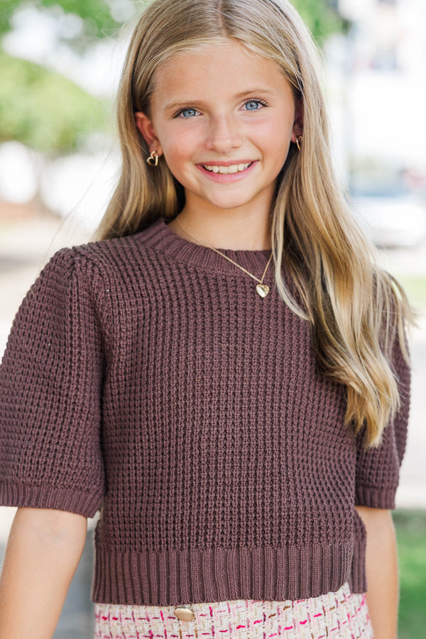 Girls: Best Of You Brown Short Sleeve Sweater