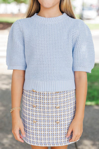 Girls: Best Of You Light Blue Short Sleeve Sweater