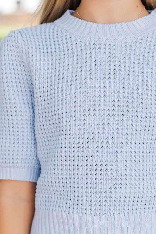 Girls: Best Of You Light Blue Short Sleeve Sweater