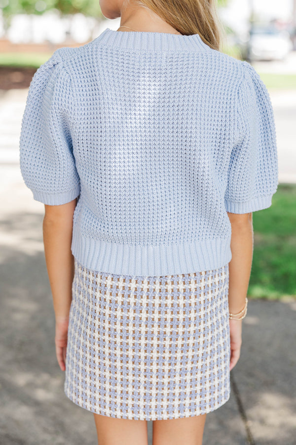 Girls: Best Of You Light Blue Short Sleeve Sweater