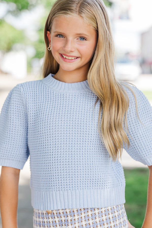 Girls: Best Of You Light Blue Short Sleeve Sweater