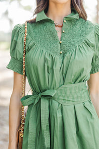 Weekend Club Olive Smocked Dress