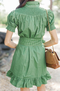 Weekend Club Olive Smocked Dress