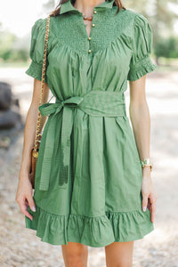 Weekend Club Olive Smocked Dress