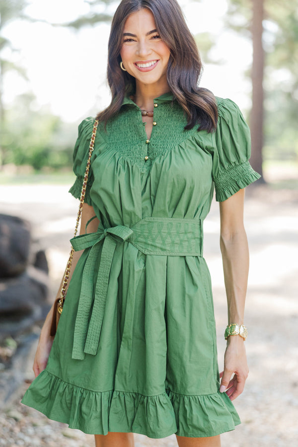 Weekend Club Olive Smocked Dress