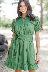 Weekend Club Olive Smocked Dress