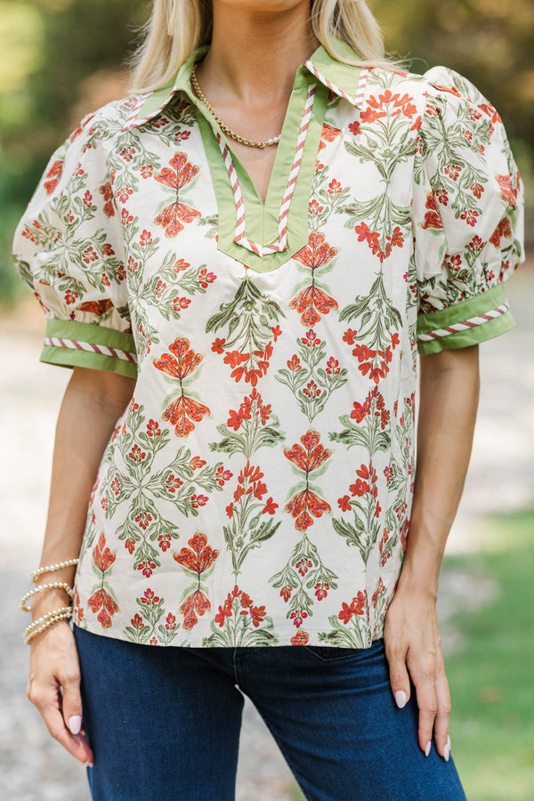 Better Every Day Cream Floral Blouse