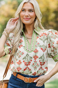 Better Every Day Cream Floral Blouse