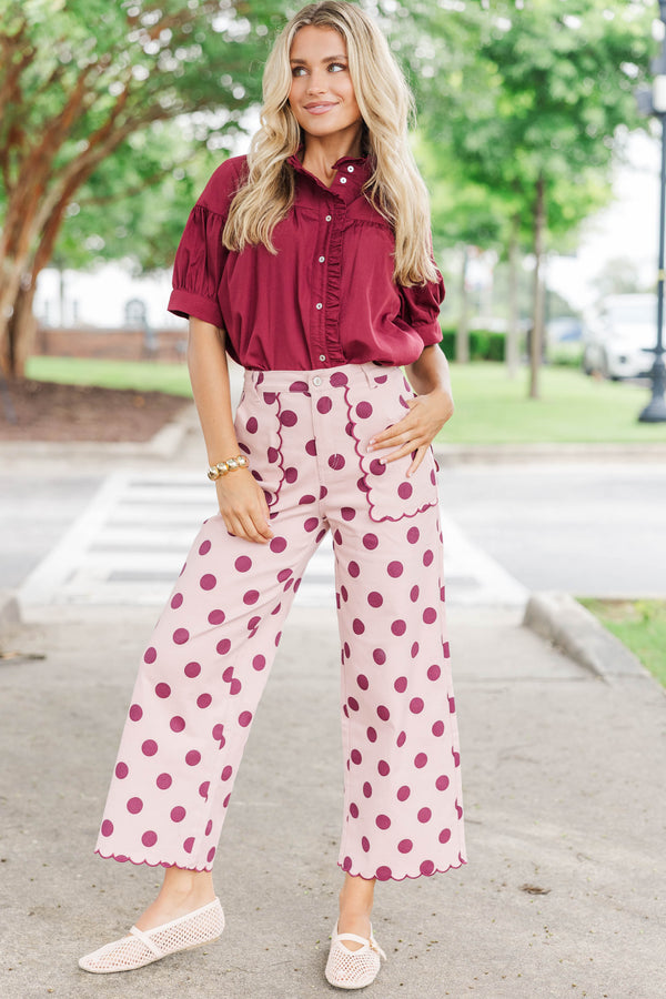 No Fuss About It Pink Polka Dot Pants