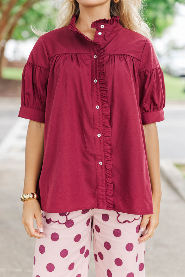 Heartfelt Moments Burgundy Blouse