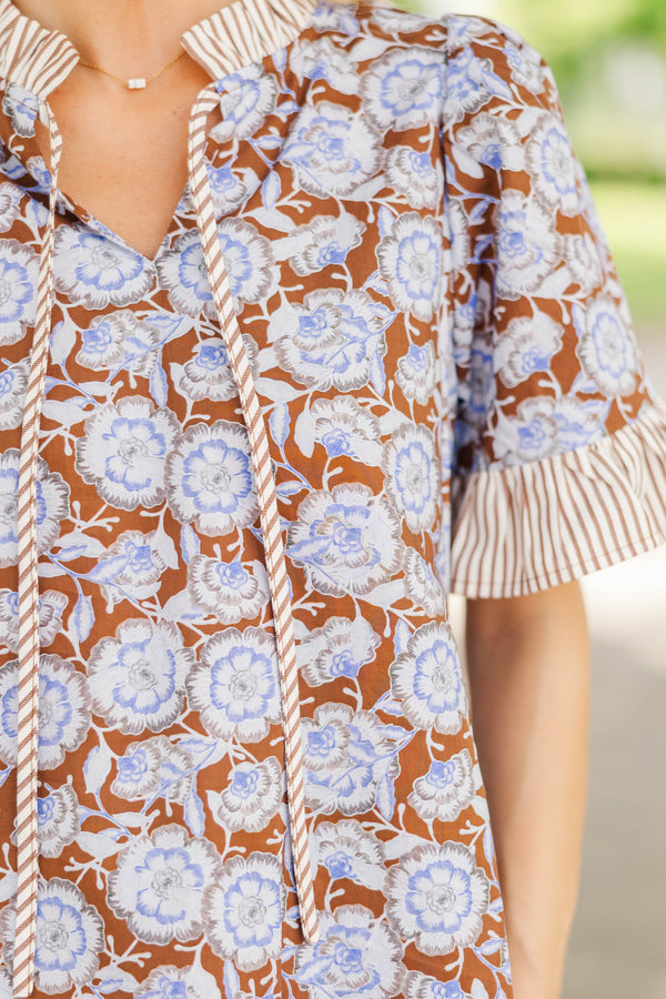 Gather Around Brown Floral Bouse
