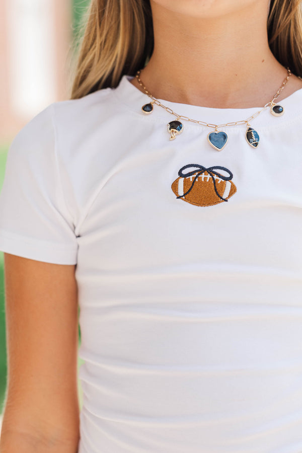 Girls: Simply Unmatched Black Bow Football Baby Tee