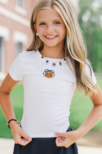Girls: Simply Unmatched Black Bow Football Baby Tee