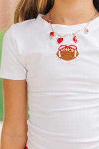 Girls: Simply Unmatched Red Bow Football Baby Tee