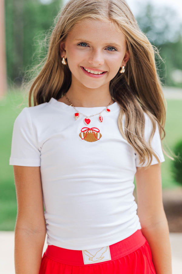 Girls: Simply Unmatched Red Bow Football Baby Tee