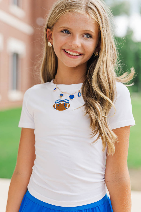 Girls: Simply Unmatched Royal Blue Bow Football Baby Tee