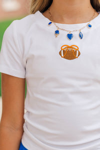 Girls: Simply Unmatched Orange Bow Football Baby Tee