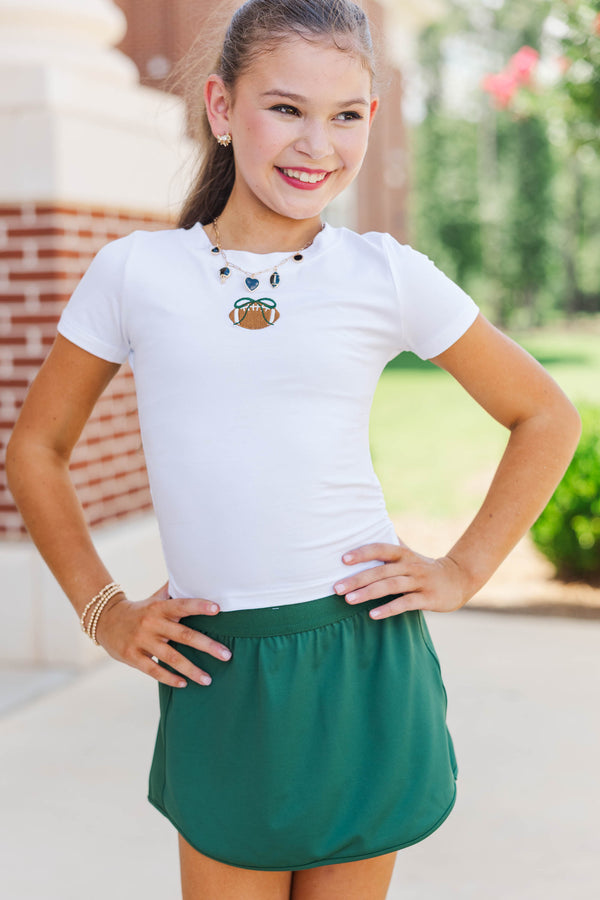 Girls: Simply Unmatched Green Bow Football Baby Tee