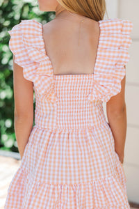 Girls: Purely Me Orange Scallop Edge Gingham Top