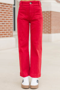 Big Dreams Burgundy Red Wide Leg Jeans